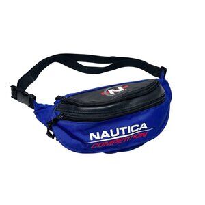 Vintage Nautica Competition Fanny Pack Blue Black Adjustable Travel Bag